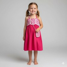 Talin Handmade El Örgüsü Motifli Yazlık Kız Çocuk Elbise & Çanta Seti