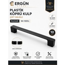 Ergün Store Plastik Köprü Kulp 160-192 Çift Ölçü Dolap Çekmece Kulpu , Mobilya Kulpu , Sert Polimer Siyah Kulp , Vestiyer Kulpu , Gardrop Kulpu , 10 Adet Vida Dahil