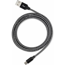  vcom cu250 type-c to usb 3 metre 15w (5v-3a) örgülü şarj kablosu