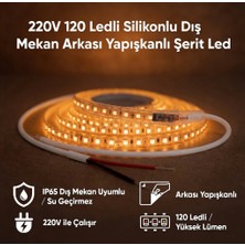 AC Aydınlatma 220V 120 LED Dış Mekan Şerit LED Amber Işık Arkası Yapışkanlı Suya Dayanıklı Dekoratif Aydınlatma