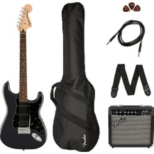 Squier Affinity Strat Hss Frontman 15G Amp Charcoal Frost Metallic Elektro Gitar Seti