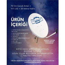 Millenium 70 cm 0.60 mm Çanak Anten Seti 16’lı Lnb 20 Metre Anten Kablosu Full Hd 4K Uydu Sistemi