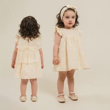 Blumi Kids Kız Bebek Bandanalı 3D Çiçek Detaylı Müslin Elbise Seti