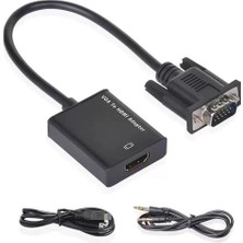  vcom cg597 vga erkek to hdmı dişi+aux siyah dönüştürücü