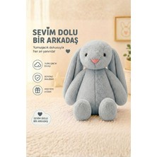 Sole Uzun Kulak Bunny Peluş Tavşan 65 cm Gri Renk Yumuşak Uyku Arkadaşım Güvenli Kullanım