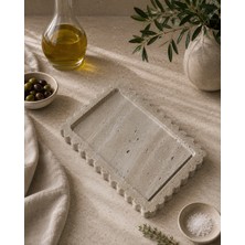Mermosa Traverten Mermer Sunum Tabağı/Organizer Kenarlı