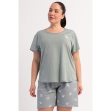 Vienetta Pamuklu Kadın Büyük Beden Kısa Kol Şortlu Pijama Takım, 601046