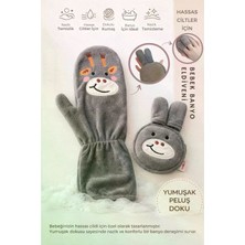 Ubeybi Lüx Bebek Banyo Eldiveni ve Kesesi Seti - Hassas Ciltler Için Yumuşak Peluş Dokulu Banyo Aksesuarı
