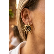 Aurrari Gold Mineli Güneş Premium Çelik Küpe