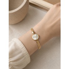 Boris Accessory Minimal Tasarım Kadın Saat Gold Metal Kordon Günlük Şık Saat