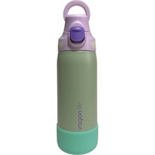 Vagonlife Çelik Tek Kapak Pipetli/ Pipetsiz Kullanım Kulplu Matara/termos VGN1102 700ML  - Yeşil