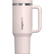 Vagonlife Kulplu Çelikli Pipetli/pipetsiz Rahat Içim Paslanmaz Çelik Termos Cup VGN1103 1200 ml Pembe