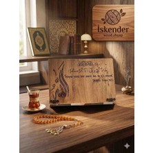 İskender Wood Ahşap Masa Üstü Ahşap Kuran Rahlesi Hediyelik Kitap Okuma Standı Tablet Tutucu