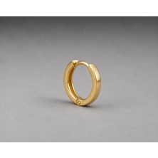 Silver Hunters Gümüş Halka Küpe 925 Ayar Gümüş Taşsız 14 mm Gold (Altın) Renk Halka Küpe 1 Adet (Çift Değil)