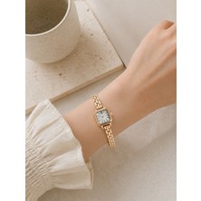 Boris Accessory Vintage Kadın Kol Saati Gold Metal Kordon Kare Kasa