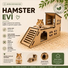 Algwood Ahşap Hamster Oyun Kompleksi - Teraslı ve Merdivenli Doğal Mdf Kemirgen Oyun Evi - Boyanabilir Model