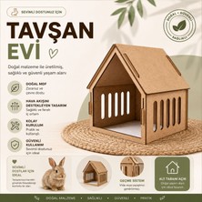 Algwood Tavşan ve Kemirgenler Için Hava Kanallı Doğal Ahşap Ev - Boyanabilir Ham Mdf Estetik Tavşan Evi
