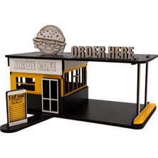 Algwood Ahşap Drive Cafe Maketi - Drive Cafe Temalı Dekoratif Maket Seti - 3D Puzzle Mimari Model