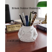 3DcraftTR Erkek Doktor Tasarımlı Dekoratif Kalemlik - Tıp Bayramı Hediyesi Masabaşı Ofis Düzenleyici 11X16 cm