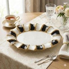 Sembol Porselen Lüks Oval Sunum Tabağı (30X19 Cm)