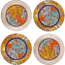 LuckyArt Paisley Bone 4’lü Yuvarlak Tabak Seti 20 cm