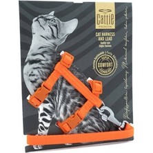 Hobibahçem Kedi Göğüs ve Gezdirme Tasma Takımı Turuncu 1X25-40 cm