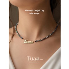 Tuan Collection Özel Tasarım Hematit Doğal Taş Çelik Isim Kolye Kararlılık, Özgüven, Pozitif Enerji