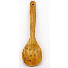 Abnturk Bambu Ahşap Düz Delikli Süzgeç Kaşık 31 cm