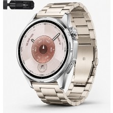 Sneezy Huawei Watch Gt6 46MM Ile Uyumlu Katlanır Klipsli Paslanmaz Çelik Saat Kordonu