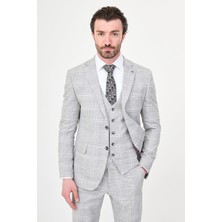 MCR Ekoseli Slim Fit Mono Yaka Klasik Erkek Takım Elbise