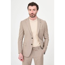 MCR Çizgili Slim Fit Mono Yaka Pantolonu Ipli Erkek Takım Elbise