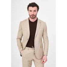MCR Çizgili Slim Fit Mono Yaka Pantolonu Ipli Erkek Takım Elbise