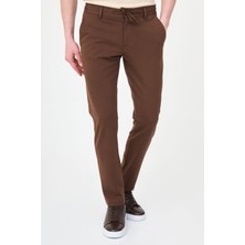 MCR Çizgili Süper Slim Fit Beli Lastikli Ipli Erkek Pantolon
