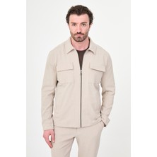 MCR Dokulu Slim Fit Gömlek Yaka Mevsimlik Erkek Mont