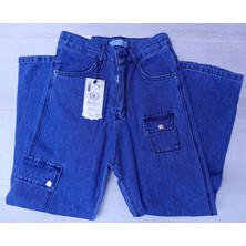 Başak Çocuk Giyim 241765 Wikiland Jeans Kargo Cep Çıtçıtlı Kot Pantolon 11/15 Yaş - Lacivert - 12-13 Yaş