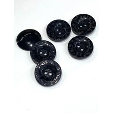 Kaban Mont Düğmesi / Desenli Üstten Delikli / Siyah / 2,8 cm / 6 Lı Set
