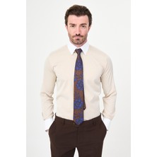 MCR Çizgili Slim Fit Polikort Yaka Kol Düğmeli Uzun Kollu Erkek Gömlek