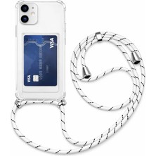 Velvoria iPhone 12 Kartlıklı Antişok Askılı Kılıf Beyaz