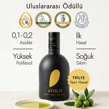 Ayolis Premium Gurme Zeytinyağı 500 Ml Trilye Ödüllü Yüksek Polifenollü Erken Hasat Soğuk Sıkım Natürel Sızma