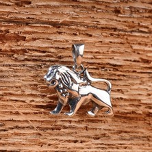 Ebrar Silver Gümüş Aslan Kolye Ucu 925 Ayar Gümüş Aslan Figürlü Unisex Kolye Ucu