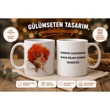 Gmt Ambalaj Kişiye Özel Turuncu Kafalı Palyaço Baskılı Simli Kupa Bardak (Çift Taraflı Baskı)