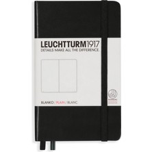 Leuchtturm 1917 LEUCHTTURM1917 NOT Defteri cep boy (A6), sert KAPAK, 187 Numaralandırılmış sayfa, DÜZ, BLACK 317257