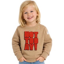 Hupalupa Store HUPALUPA Basic Sweatshirt Dar Kalıp Bej Not Today 9-10 Yaş