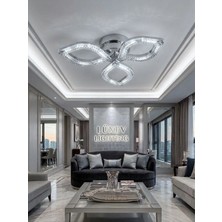 Flora Model Gümüş 3"lü Ledli 3 Renk Modu Kristal Salon Mutfak Yatak Çocuk Odası Avize