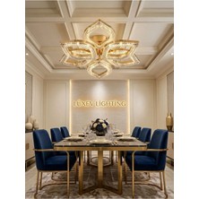 Flora Model Gold 6"lı Ledli 3 Renk Modu Kristal Salon Mutfak Yatak Çocuk Odası Avize