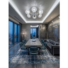 Güneş Model Gümüş 6"lı Ledli 3 Renk Modu Kristal Salon Mutfak Yatak Çocuk Odası Avize