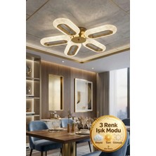 Elips Model 5"li Gold 3 Renk Modu Ledli Modern Tavana Sıfır Salon Mutfak Yatak Odası LED Avize
