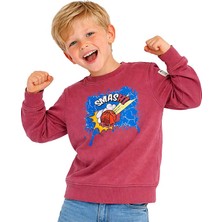Hupalupa Store HUPALUPA Basic Sweatshirt Dar Kalıp Gül Kurusu Smash 7-8 Yaş
