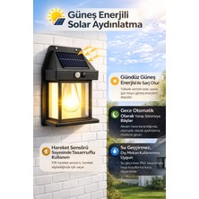Luxeloom Güneş Enerjili Hareket Sensörlü Retro Fener Duvar Lambası