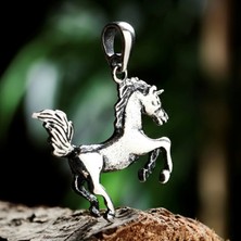 Ebrar Silver Gümüş At Figürlü Kolye Ucu 925 Ayar Gümüş At Model Unisex Yarış Atı Kolye Ucu